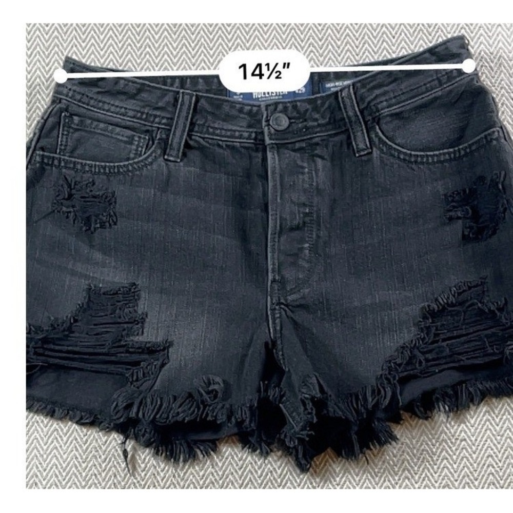 Hollister Womens Sz 9 Black Ultra High-Rise Mom Shorts 3" Inseam Jean Denim - Picture 7 of 11